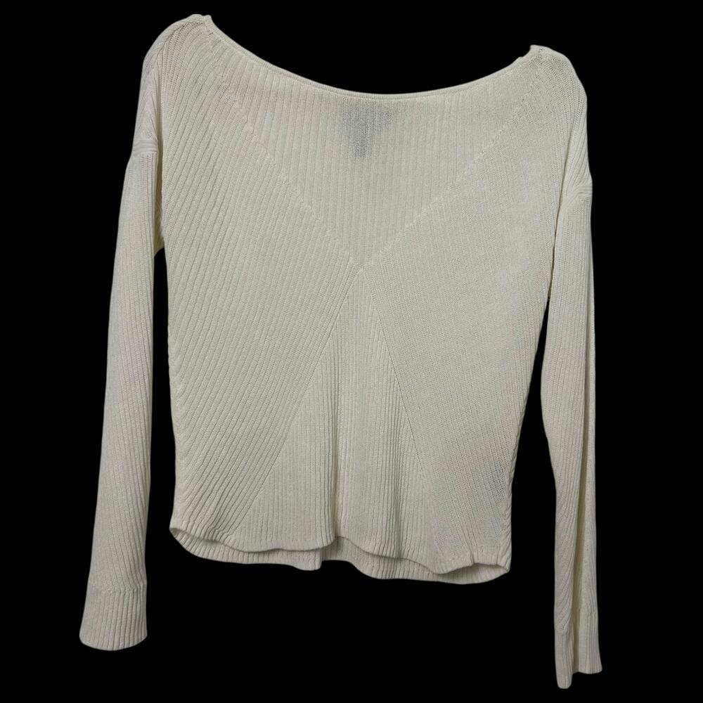 Rag & Bone White Ribbed Boat Neck Long Sleeve Shirt Size S